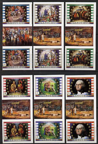 Lesotho 1982 George Washington set of 6 in unmounted mint imperf gutter pairs (SG 493-8), stamps on personalities    americana    