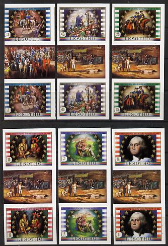 Lesotho 1982 George Washington set of 6 in unmounted mint imperf gutter pairs (SG 493-8), stamps on personalities    americana