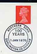 Postmark - Great Britain 1970 cover bearing special cancellation for Northern Echo Centenary, stamps on newspapers
