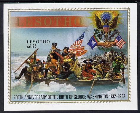 Lesotho 1982 Flags George Washington unmounted mint imperf m/sheet (SG MS 499), stamps on flags  personalities