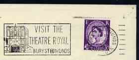 Postmark - Great Britain 1965 cover bearing illustrated slogan cancellation for 'Visit the Theatyre Royal, Bury St Edmunds', stamps on theatre, stamps on 