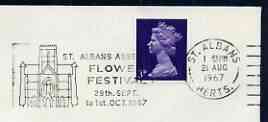 Postmark - Great Britain 1967 cover bearing illustrated slogan cancellation for St Albans Abbey Flower Festival, stamps on flowers, stamps on abbeys, stamps on 