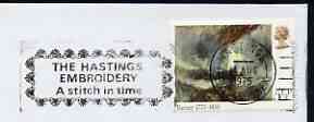 Postmark - Great Britain 1975 cover bearing illustrated slogan cancellation for Hastings Embroidery, stamps on textiles