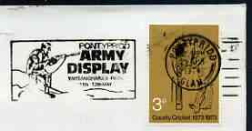 Postmark - Great Britain 1974 cover bearing illustrated cancellation for Pontypridd Army Display, stamps on militaria