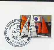Postmark - Great Britain 1975 card bearing illustrated cancellation for Naming of Edward Bridges Lifeboat (Brixham), stamps on lifeboats, stamps on rescue, stamps on anchors
