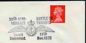 Postmark - Great Britain 1970 cover bearing illustrated cancellation for 30th Anniversary of Battle of Taranto, stamps on militaria, stamps on battles, stamps on , stamps on  ww2 , stamps on , stamps on anchors