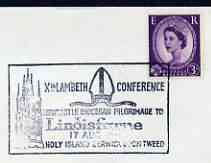 Postmark - Great Britain 1968 cover bearing illustrated cancellation for 10th Lambeth conference, Pilgrimage to Lindisfarne, stamps on religion, stamps on 