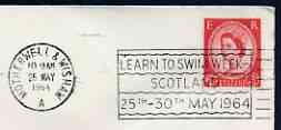 Postmark - Great Britain 1964 cover bearing illustrated slogan cancellation for 'Learn to Swim Week - Scotland', stamps on swimming, stamps on scots, stamps on scotland