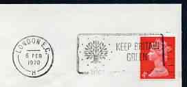 Postmark - Great Britain 1970 cover bearing slogan cancellation for For 'Keep Britain Green', stamps on environment