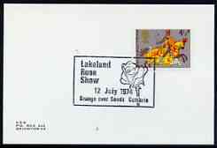 Postmark - Great Britain 1974 card bearing illustrated cancellation for the Lakeland Rose Show, stamps on flowers, stamps on roses