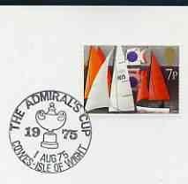 Postmark - Great Britain 1975 cover bearing illustrated cancellation for The Admiral's Cup, Cowes, stamps on , stamps on  stamps on sailing