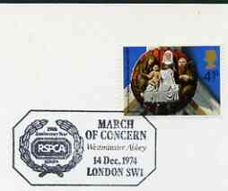 Postmark - Great Britain 1974 card bearing special cancellation for RSPCA, March of Concern, stamps on , stamps on  stamps on animals, stamps on  stamps on pets