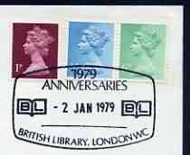 Postmark - Great Britain 1979 cover bearing illustrated cancellation for British Library, stamps on literature, stamps on libraries