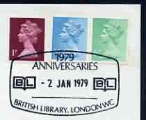 Postmark - Great Britain 1979 cover bearing illustrated cancellation for British Library, stamps on , stamps on  stamps on literature, stamps on  stamps on libraries