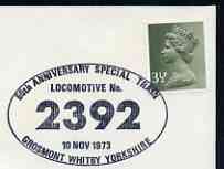 Postmark - Great Britain 1973 cover bearing special cancellation for Locomotive 2392 (50th Anniversary), stamps on railways