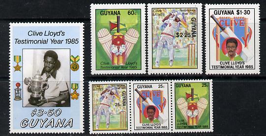 Guyana 1985 Clive Lloyd Cricketer set of 7 unmounted mint, SG 1636-42, stamps on cricket, stamps on sport
