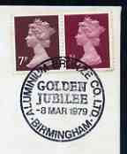 Postmark - Great Britain 1979 cover bearing illustrated cancellation for Aluminium & Bronze Co Golden Jubilee, stamps on mining, stamps on minerals
