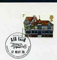 Postmark - Great Britain 1975 card bearing illustrated cancellation for Biggin Hill Air Fair, (BFPS), stamps on aviation