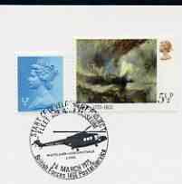 Postmark - Great Britain 1975 card bearing illustrated cancellation for Fleet Air Arm Museum (BFPS) showing a Westland Lynx Helicopter, stamps on , stamps on  stamps on militaria, stamps on  stamps on helicopters, stamps on  stamps on aviation, stamps on  stamps on museums