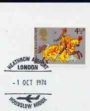 Postmark - Great Britain 1974 cover bearing special cancellation for Heathrow Airport, stamps on , stamps on  stamps on airports