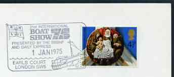 Postmark - Great Britain 1975 card bearing illustrated cancellation for 21st International Boat Show, Earls Court (showing Lifeboat), stamps on , stamps on  stamps on ships, stamps on  stamps on yachts, stamps on  stamps on lifeboats