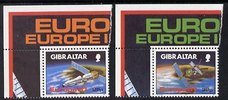 Gibraltar 1991 Europa (Space) set of 2 values unmounted mint, SG 649-50*, stamps on , stamps on  stamps on europa, stamps on  stamps on space