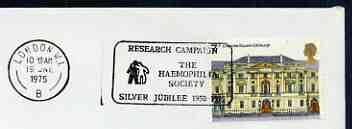 Postmark - Great Britain 1975 cover bearing illustrated slogan cancellation for Haemophilia Society Silver Jubilee, stamps on , stamps on  stamps on blood, stamps on  stamps on medical