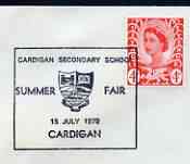 Postmark - Great Britain 1970 cover bearing illustrated cancellation for Cardigan Secondary School, Summer Fair, stamps on arms, stamps on heraldry, stamps on education