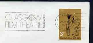 Postmark - Great Britain 1974 cover bearing illustrated slogan cancellation for Glasgow Film Theatre, stamps on films, stamps on movies, stamps on theatres, stamps on scots, stamps on scotland