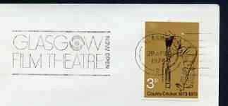 Postmark - Great Britain 1974 cover bearing illustrated slogan cancellation for Glasgow Film Theatre, stamps on , stamps on  stamps on films, stamps on  stamps on movies, stamps on  stamps on theatres, stamps on  stamps on scots, stamps on  stamps on scotland