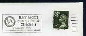 Postmark - Great Britain 1974 cover bearing slogan cancellation for 'Barnardoo's Cares About Children', stamps on children, stamps on care