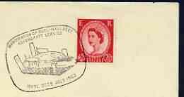 Postmark - Great Britain 1962 cover bearing illustrated cancellation for Inauguration of Rhyl-Walasey Hovercraft service, stamps on , stamps on  stamps on aviation, stamps on  stamps on hovercraft, stamps on  stamps on transport