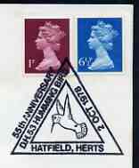 Postmark - Great Britain 1978 cover bearing illustrated triangular cancellation for 55th Anniversary of DH.53 Humming Bird, stamps on dh, stamps on triangulars, stamps on humming-birds, stamps on hummingbirds