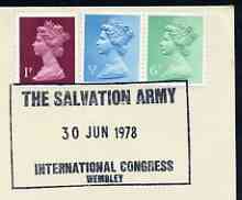 Postmark - Great Britain 1978 cover bearing special cancellation for Salvation Army International Congress, Wembley, stamps on salvation army