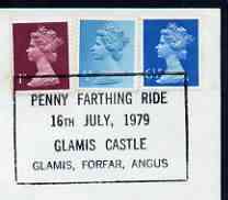 Postmark - Great Britain 1979 cover bearing special cancellation for Penny Farthing Ride, Glamis Castle, stamps on , stamps on  stamps on bicycles, stamps on  stamps on castles