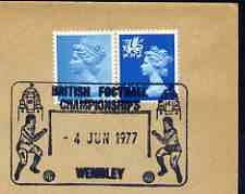 Postmark - Great Britain 1977 cover bearing illustrated cancellation for British Football Championships, Wembley, stamps on , stamps on  stamps on football, stamps on  stamps on sport