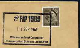 Postmark - Great Britain 1969 cover bearing illustrated cancellation for FIP 1969, 29th Int Congress of Pharmaceutical Sciences, stamps on , stamps on  stamps on medical, stamps on  stamps on drugs