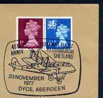 Postmark - Great Britain 1977 cover bearing illustrated cancellation for 40th Anniversary of First Mail Flight to Sumburgh, Shetland, stamps on , stamps on  stamps on aviation, stamps on  stamps on mail