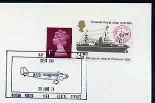 Postmark - Great Britain 1974 card bearing illustrated cancellation for Open Day at RAF Gatow (BFPS), stamps on aviation, stamps on  raf , stamps on 