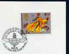 Postmark - Great Britain 1974 card bearing illustrated cancellation for Presentation of New Colours to The Parachute Regiment (BFPS), stamps on , stamps on  stamps on militaria, stamps on  stamps on parachutes