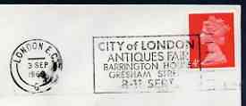Postmark - Great Britain 1969 cover bearing slogan cancellation for City of London Antiques Fair, stamps on antiques, stamps on 