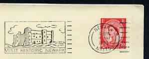 Postmark - Great Britain 1965 cover bearing illustrated slogan cancellation for Visit historic Newark, stamps on castles