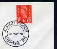 Postmark - Great Britain 1970 cover bearing illustrated cancellation for St Ninian's Church, stamps on churches, stamps on saints