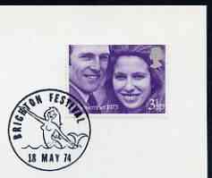 Postmark - Great Britain 1974 card bearing illustrated cancellation for Brighton Festival showing a Mermaid, stamps on , stamps on  stamps on marine life