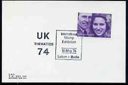Postmark - Great Britain 1974 cover bearing special cancellation for UK Thematics 74, Stamp Exhibition, stamps on stamp exhibitions