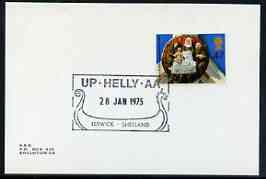 Postmark - Great Britain 1975 card bearing illustrated cancellation for 'Up-Helly-AA', stamps on , stamps on  stamps on vikings, stamps on  stamps on folklore