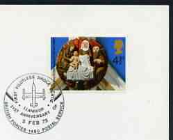 Postmark - Great Britain 1975 card bearing illustrated cancellation for 21st Anniversary of First Pilotless Drone Sortie, Llanbedr (BFPS), stamps on aviation