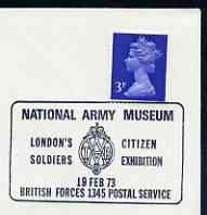 Postmark - Great Britain 1973 cover bearing special cancellation for National Army Museum (BFPS), stamps on militaria, stamps on museums