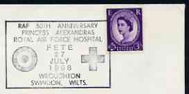 Postmark - Great Britain 1968 cover bearing illustrated cancellation for 50th Anniversary of Princess Alexandras RAF Hospital, stamps on medical, stamps on hospitals, stamps on  raf , stamps on 