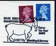 Postmark - Great Britain 1978 cover bearing illustrated cancellation for Shire Horse Championship, stamps on horses, stamps on 